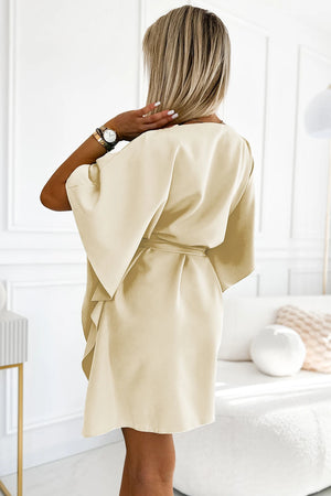 Vestido SOFIA com Laço na Cintura - Bege
