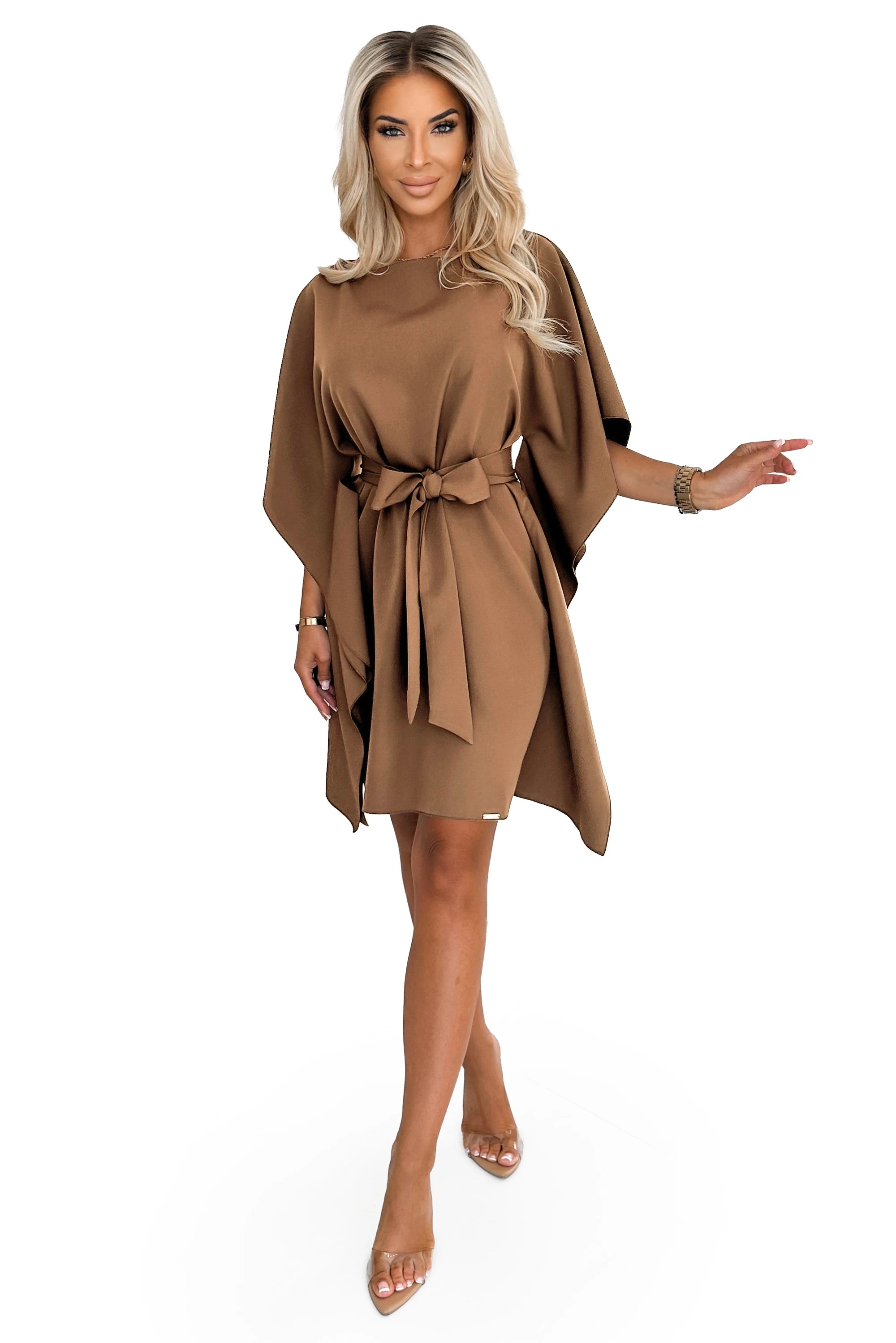 Vestido SOFIA Butterfly com Laço na Cintura - Cappuccino