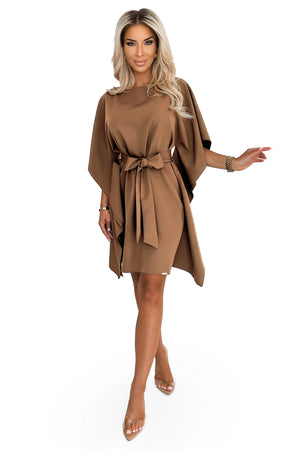 Vestido SOFIA Butterfly com Laço na Cintura - Cappuccino