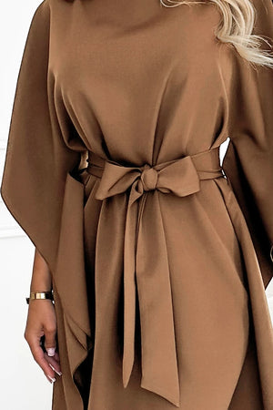 Vestido SOFIA Butterfly com Laço na Cintura - Cappuccino
