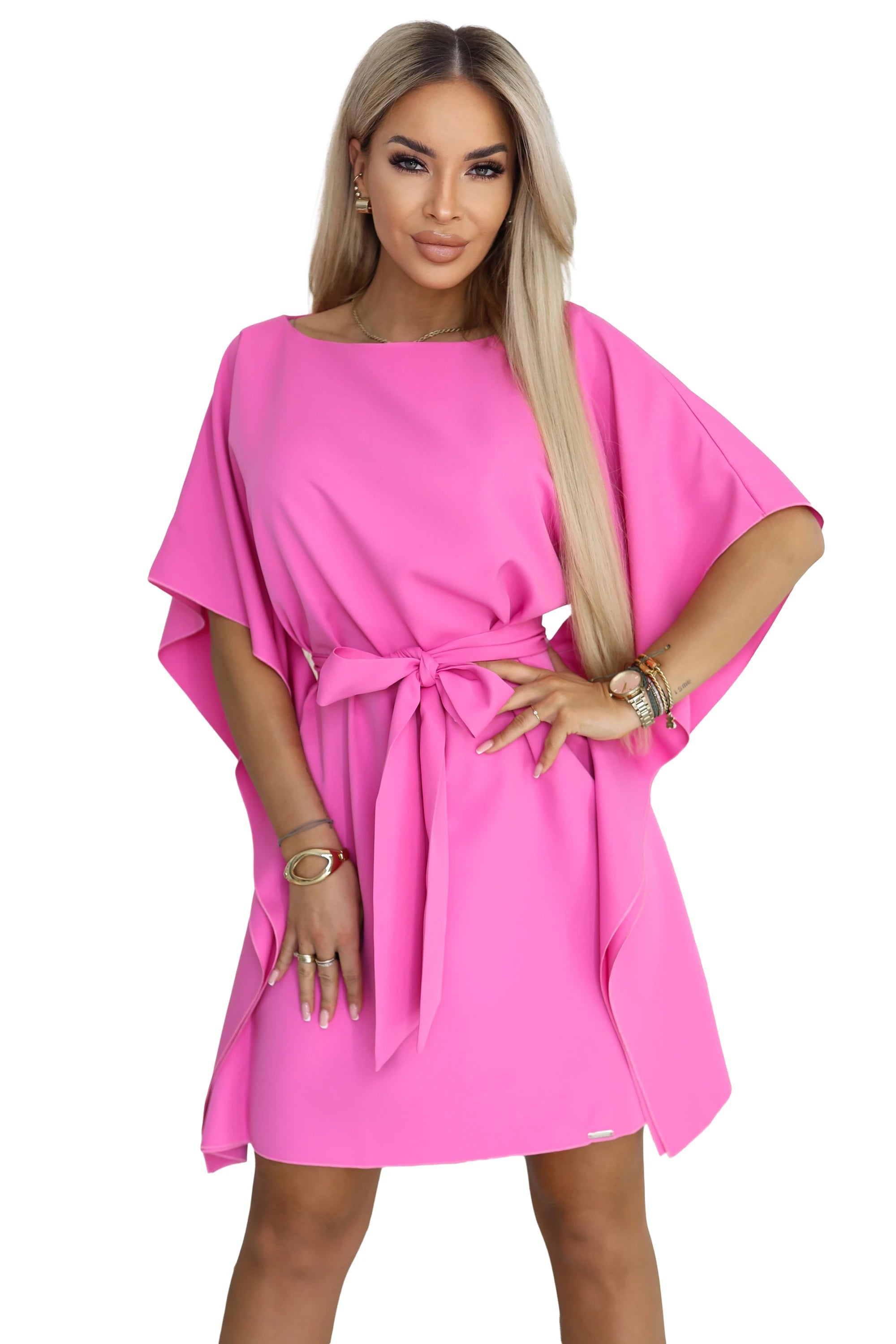 Vestido SOFIA com Laço na Cintura - Fúcsia