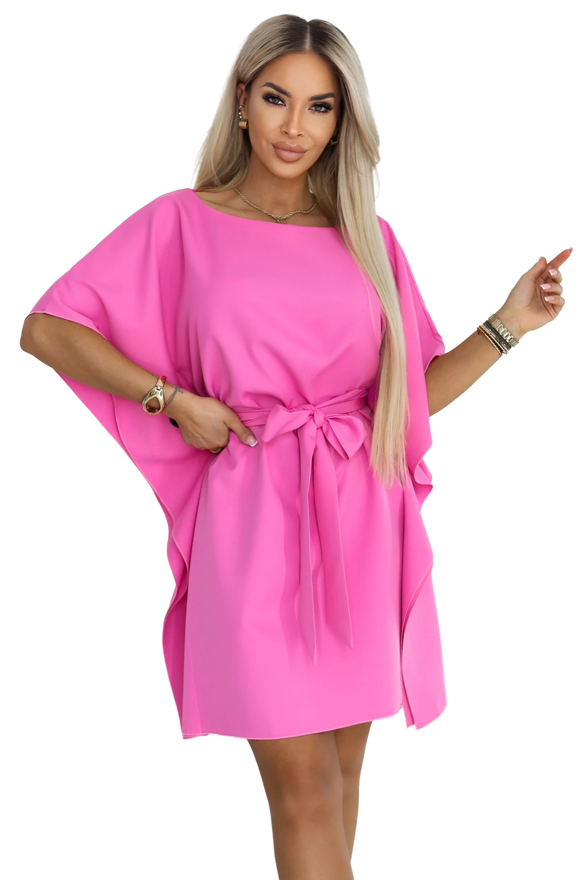 Vestido SOFIA com Laço na Cintura - Fúcsia