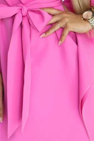 Vestido SOFIA com Laço na Cintura - Fúcsia