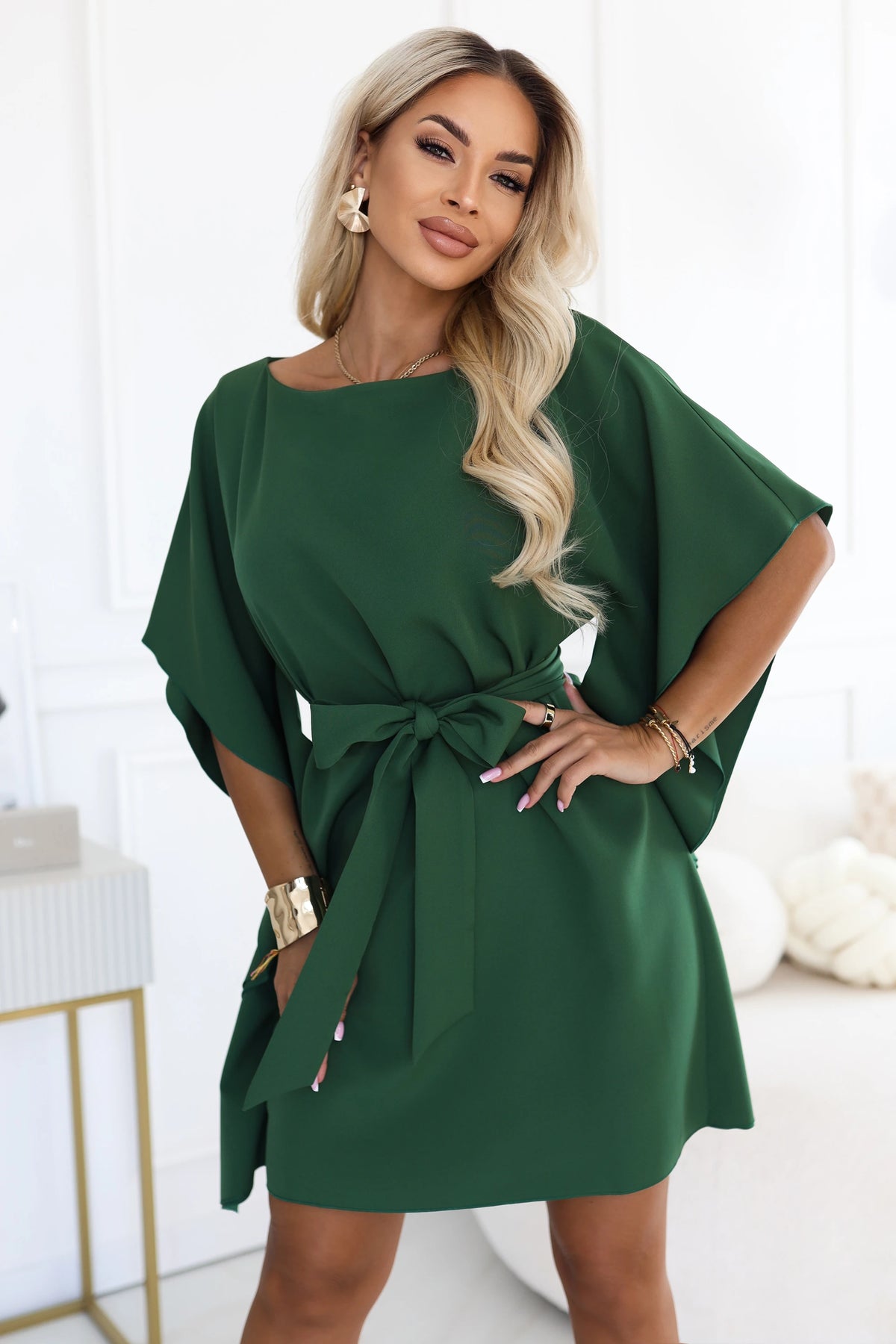 Vestido SOFIA BUTTERFLY com Cinto - Verde Esmeralda