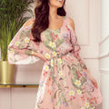 Vestido de Chiffon MARINA com Decote - Rosa Floral