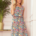 Vestido Trapézio VICTORIA - Rosa e Turquesa