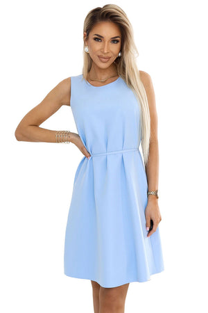 Vestido Trapézio sem Mangas com Cinto - Azul Claro — imagem 8