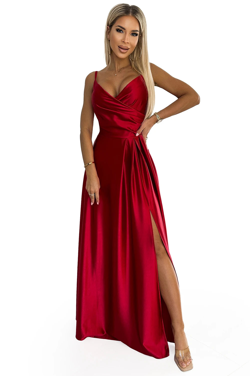 Vestido Longo de Cetim CHIARA com Alças - Vermelho