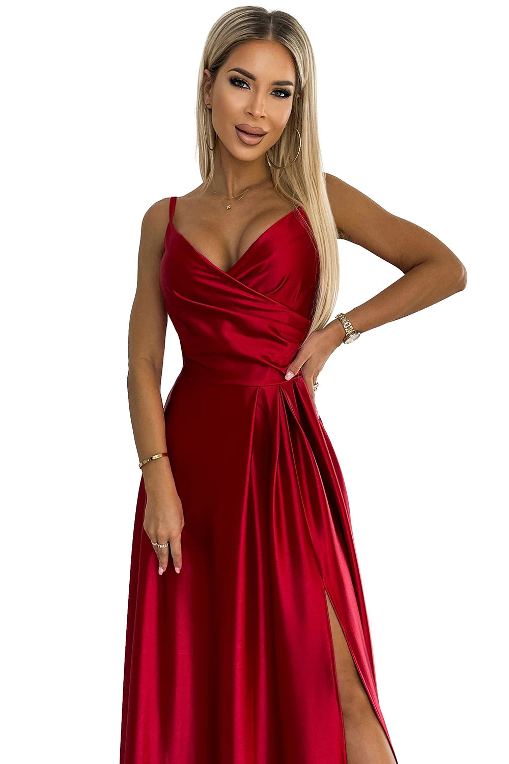 Vestido Longo de Cetim CHIARA com Alças - Vermelho