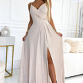 Vestido Longo CHIARA com Alças - Bege com Brilho