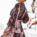 Vestido Curto ANNA - Padrão Bege e Castanho