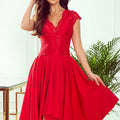 Vestido PATRICIA com Decote de Renda - Vermelho
