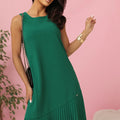 Vestido Trapézio com Plissado Assimétrico - Verde – imagem principal