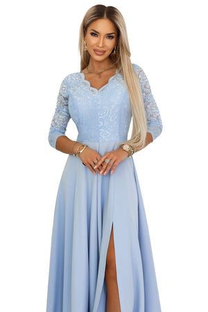 Vestido Longo de Renda - Azul Céu