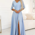 Vestido Longo de Renda - Azul Céu