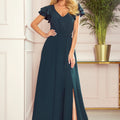 Vestido Longo LIDIA com Decote e Folhos - Verde