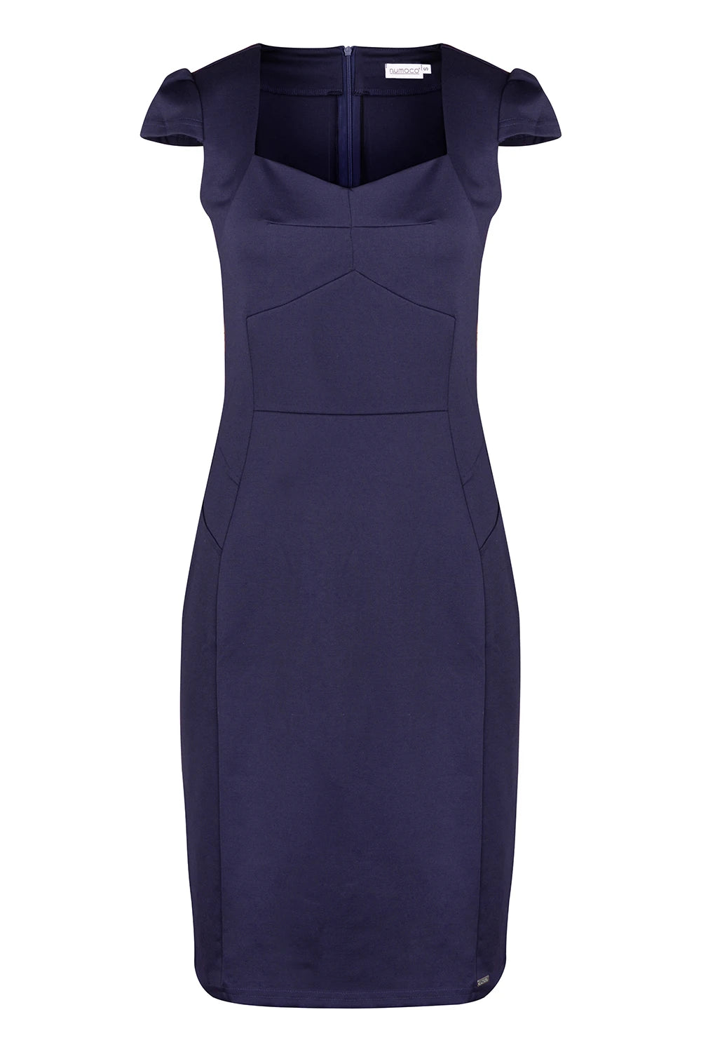Vestido Midi Elegante com Decote - Azul-Marinho