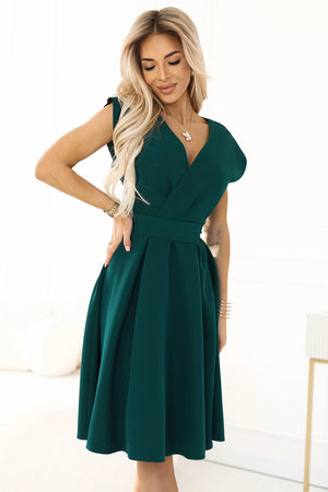 Vestido Evasé SCARLETT com Decote Cruzado e Cinto — Verde — imagem 4