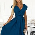 Vestido Evasé SCARLETT com Decote Cruzado e Cinto — Cor do Mar — imagem 1