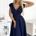 Vestido Evasé SCARLETT com Decote - Azul Escuro
