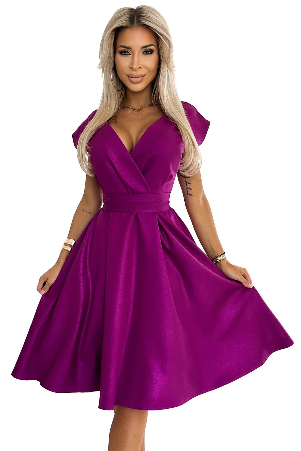 Vestido Evasé SCARLETT com Brilho — Fúcsia — imagem 7