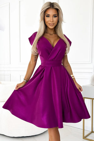 Vestido Evasé SCARLETT com Brilho — Fúcsia — imagem 1