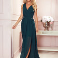Vestido Longo JUSTINE com Decote e Laço - Verde