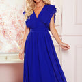 Vestido Midi YANA com Folhos Plissados - Azul Real
