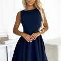 Vestido Elegante com Cauda - Azul-Marinho