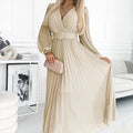 Vestido Plissado KLARA com Cinto e Decote