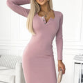 Vestido com Três Botões no Decote — Rosa Velho — imagem 1