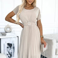 Vestido Midi Plissado MIA com Cinto Largo