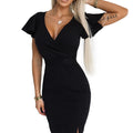 Vestido NINA com Decote Cruzado e Cinto - Preto