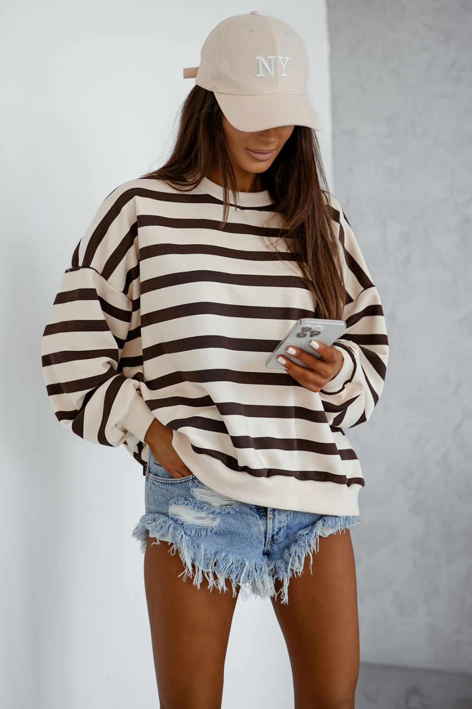 Sweatshirt STREL às Riscas - Castanho