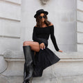Saia de Cetim Elegante - Preto