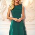 Vestido Trapézio BLANKA com Decote Franzido - Verde Garrafa