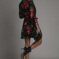 Vestido ANNA - Floral sobre Fundo Preto