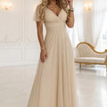 Vestido Longo de Noiva com Brilho - Bege