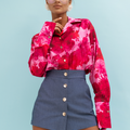Camisa de Cetim MADDIE - Rosa Vivo