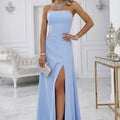 Vestido Longo ELARA estilo Corpete com Fenda e Laço nas Costas - Azul Céu