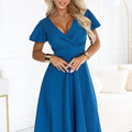 Vestido Midi Evasé com Decote Cruzado - Verde Água