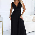 Vestido Maxi com Decote Cruzado e Costas Nuas - Preto