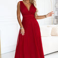 Vestido Longo Elegante com Decote Cruzado e Costas Abertas - Bordô Claro