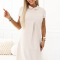 Vestido Mini Trapézio LIORA com Gola - Bege Claro