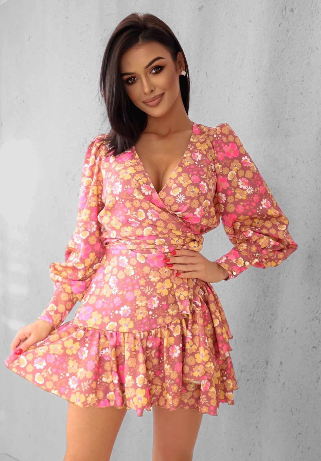 Vestido ANNA - Flor Bege e Amarela