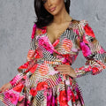 Vestido Curto ANNA - Floral Rosa e Vermelho