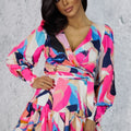 Vestido Curto ANNA - Manchas Rosa e Azul