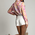 Camisa de Cetim - Flores sobre Fundo Bege