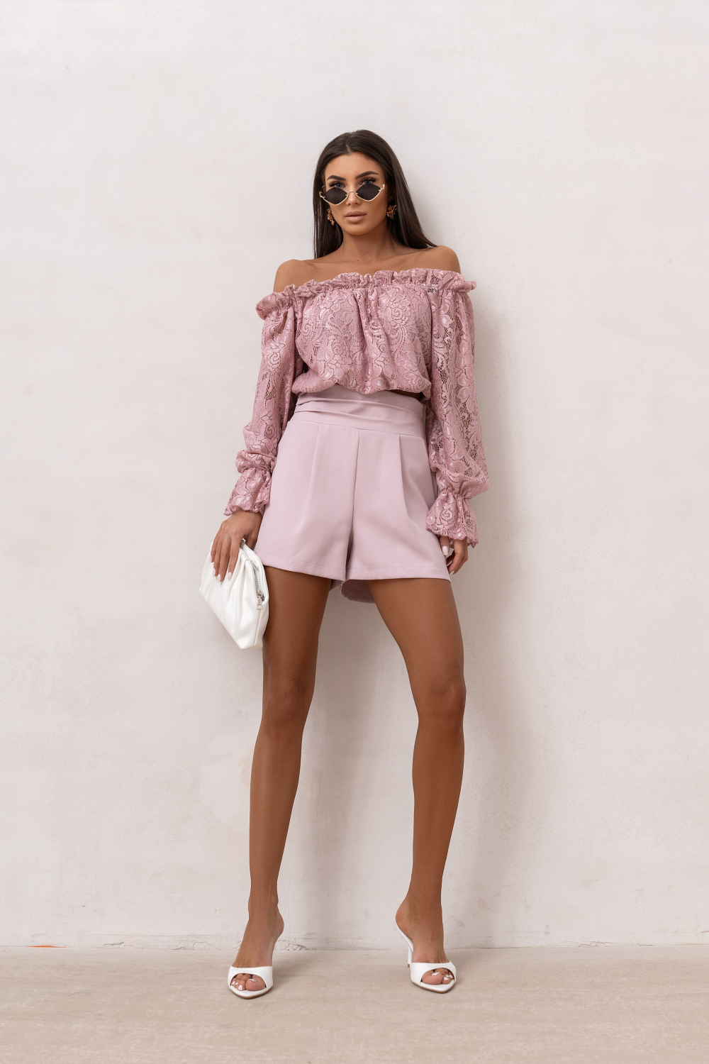 Blusa de Renda MIA com Ombros Descobertos — Rosa Velho — imagem 2