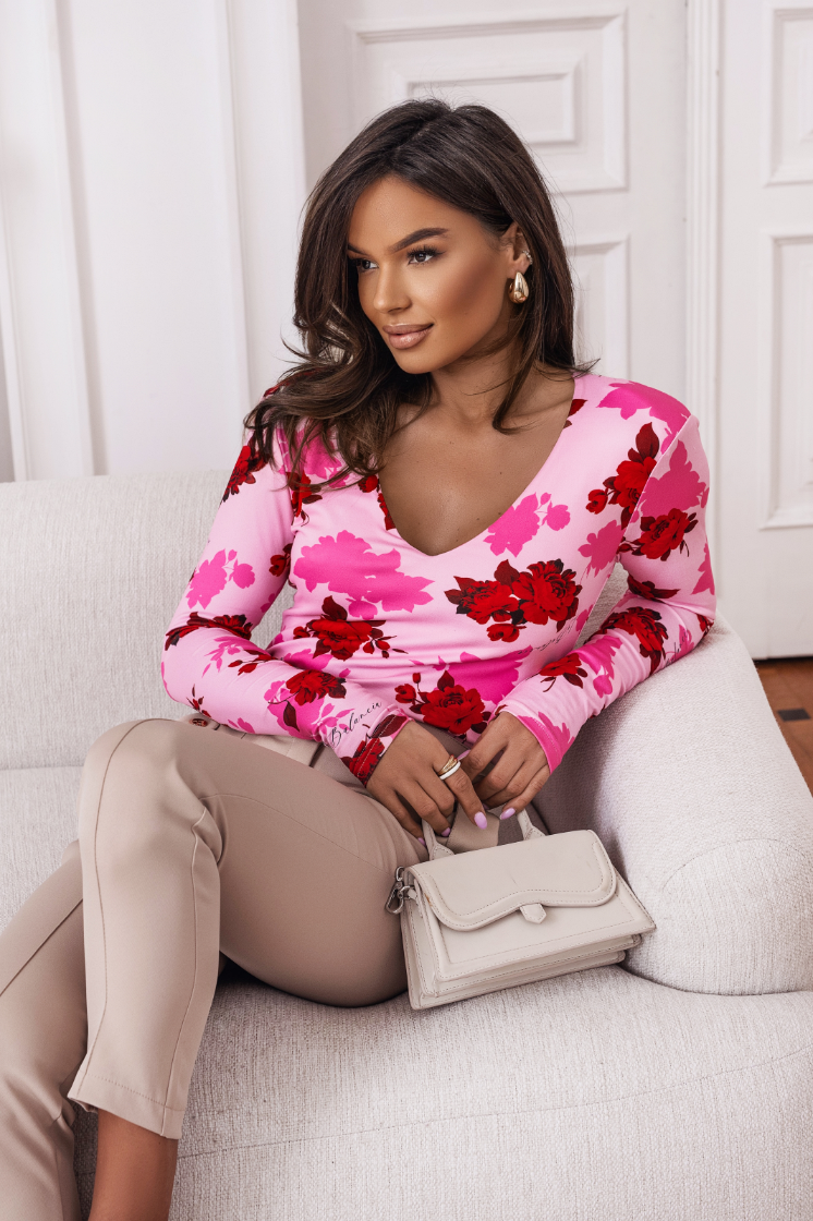 Blusa ESSIE - Vermelho sobre Rosa Claro